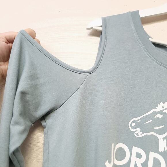 Jordache Tshirt Size 1x Cold Shoulder Horse Green Blue Women Western Cowgirl - Picture 7 of 10